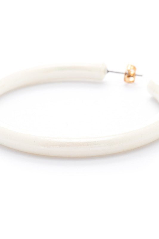Shiny White Resin Hoops - Loving It Shop