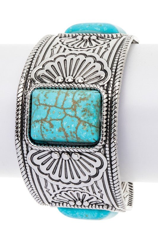 Square Stone Western Open Cuff - Loving It Shop