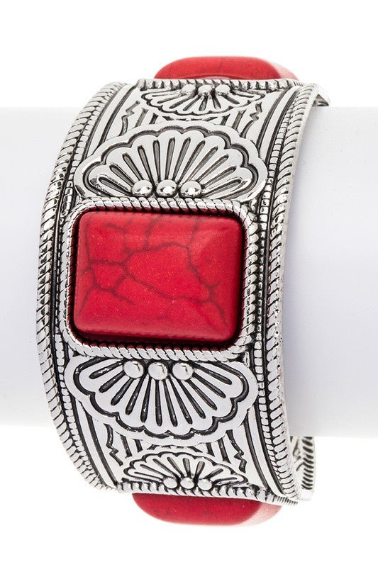 Square Stone Western Open Cuff - Loving It Shop