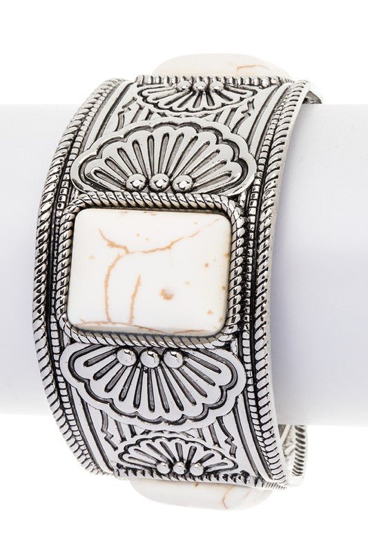 Square Stone Western Open Cuff - Loving It Shop