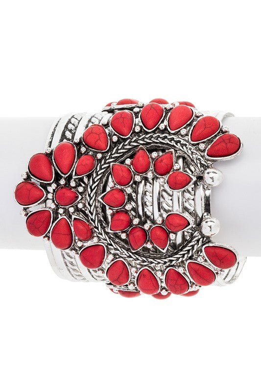 Squash Blossom Oversize Stone Open Cuff - Loving It Shop
