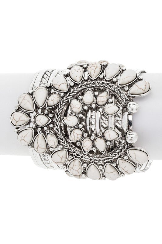 Squash Blossom Oversize Stone Open Cuff - Loving It Shop