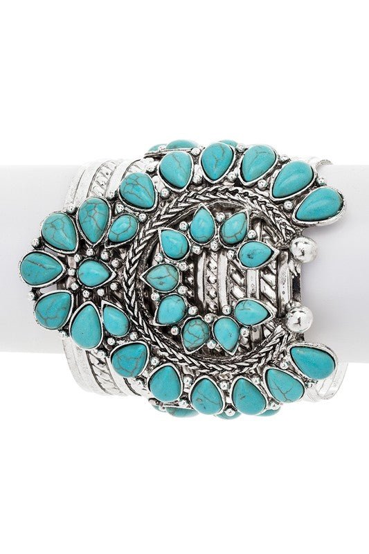 Squash Blossom Oversize Stone Open Cuff - Loving It Shop