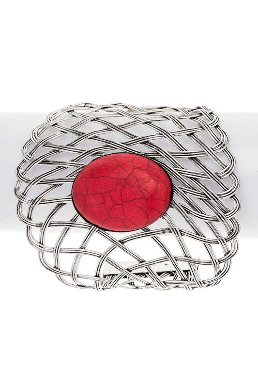 Oval Stone Wired Oversize Adjustable Cuff - Loving It Shop