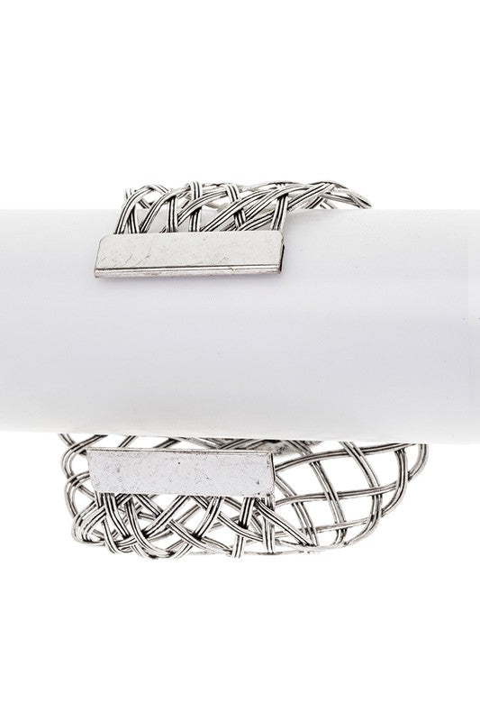 Oval Stone Wired Oversize Adjustable Cuff - Loving It Shop