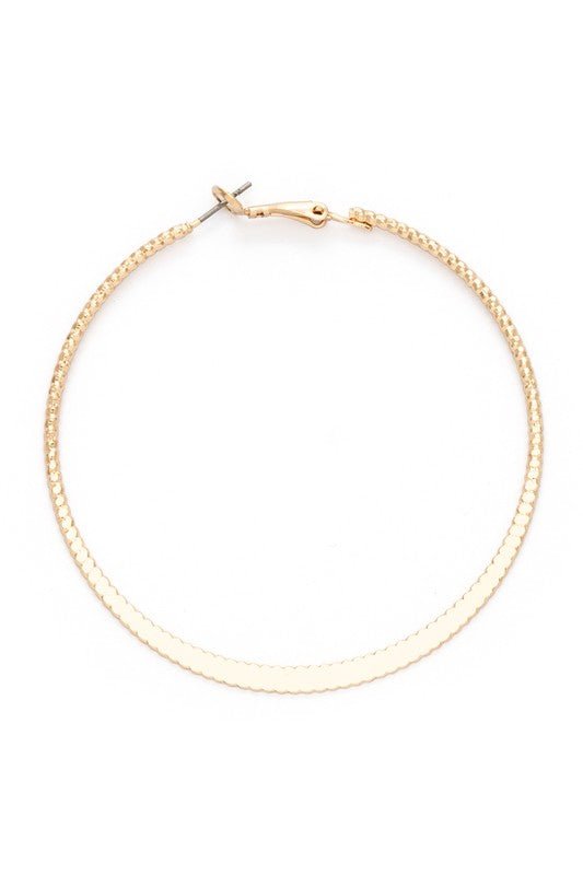 65MM Textured Skinny Hoop Earrings - Loving It Shop