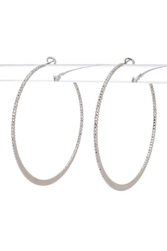 65MM Textured Skinny Hoop Earrings - Loving It Shop