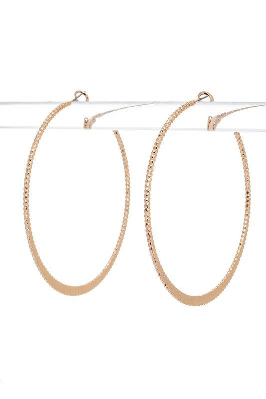 65MM Textured Skinny Hoop Earrings - Loving It Shop