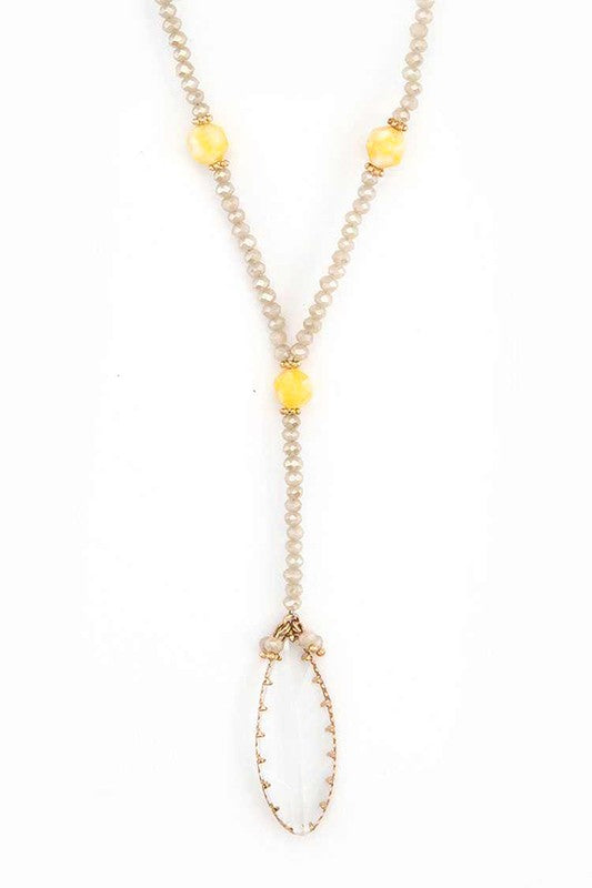 Statement Crystal Pendant Beaded Long Necklace Set – Stylish Layered Jewelry