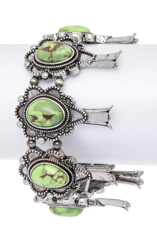 Squash Blossom Western Stone Stretch Bracelet - Loving It Shop