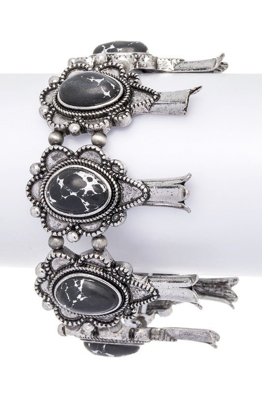 Squash Blossom Western Stone Stretch Bracelet - Loving It Shop