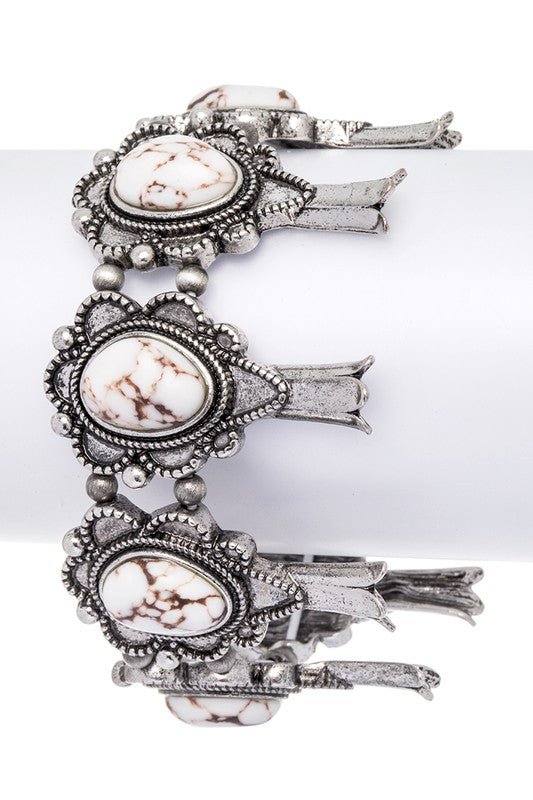 Squash Blossom Western Stone Stretch Bracelet - Loving It Shop