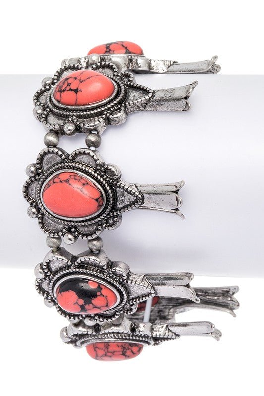 Squash Blossom Western Stone Stretch Bracelet - Loving It Shop