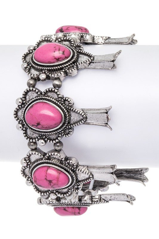Squash Blossom Western Stone Stretch Bracelet - Loving It Shop