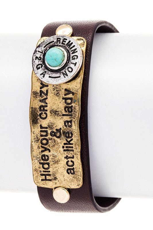 Engraved Bullet Leather Boho Bracelet - Loving It Shop