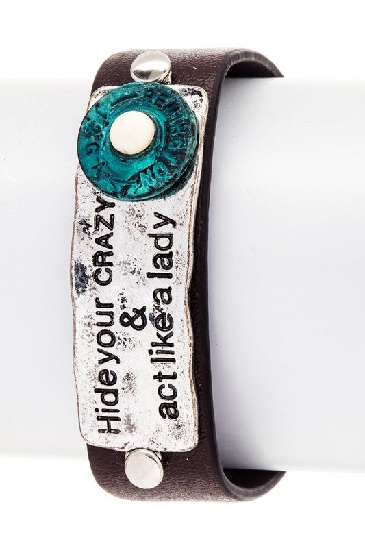 Engraved Bullet Leather Boho Bracelet - Loving It Shop