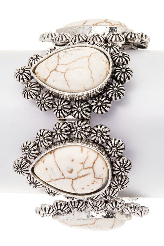 Mix Stone Teardrop Engraved Western Bracelet - Loving It Shop