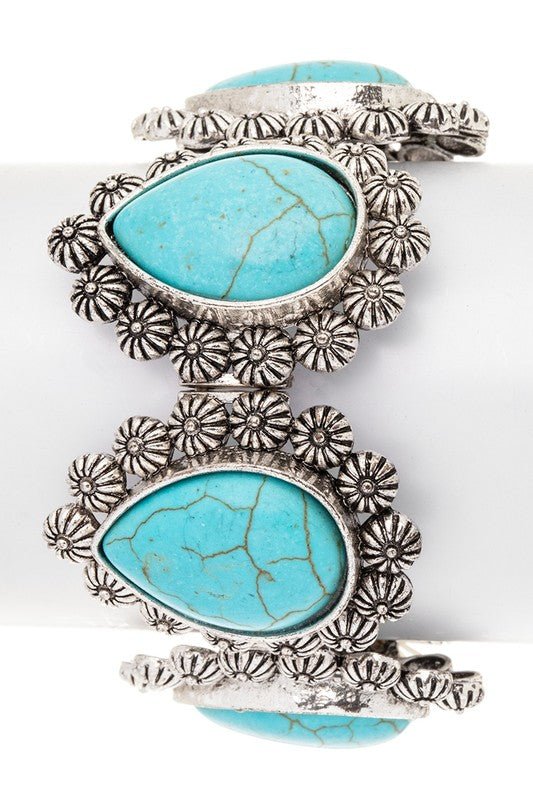 Mix Stone Teardrop Engraved Western Bracelet - Loving It Shop