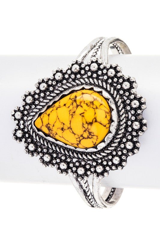 Western Pear Shape Stone Open Cuff - Loving It Shop