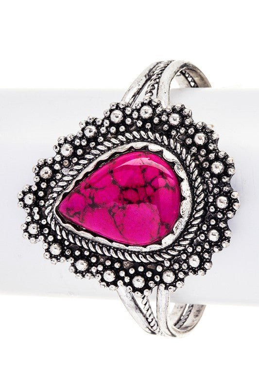 Western Pear Shape Stone Open Cuff - Loving It Shop