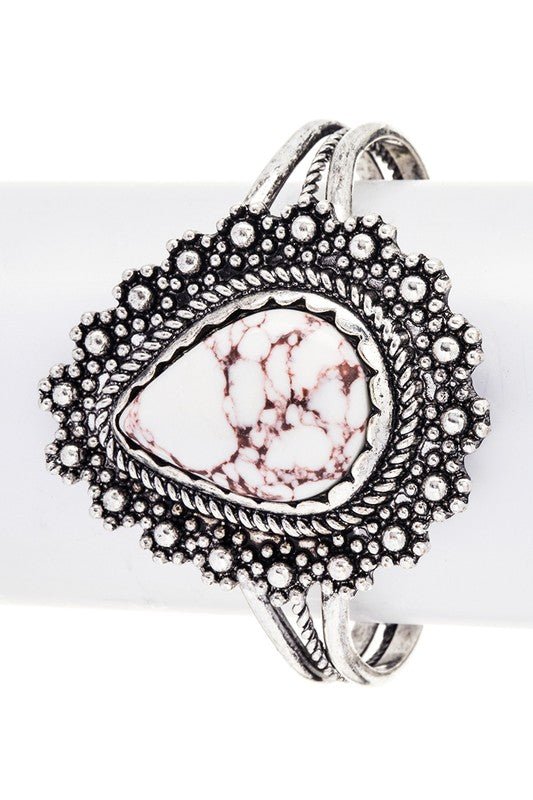 Western Pear Shape Stone Open Cuff - Loving It Shop