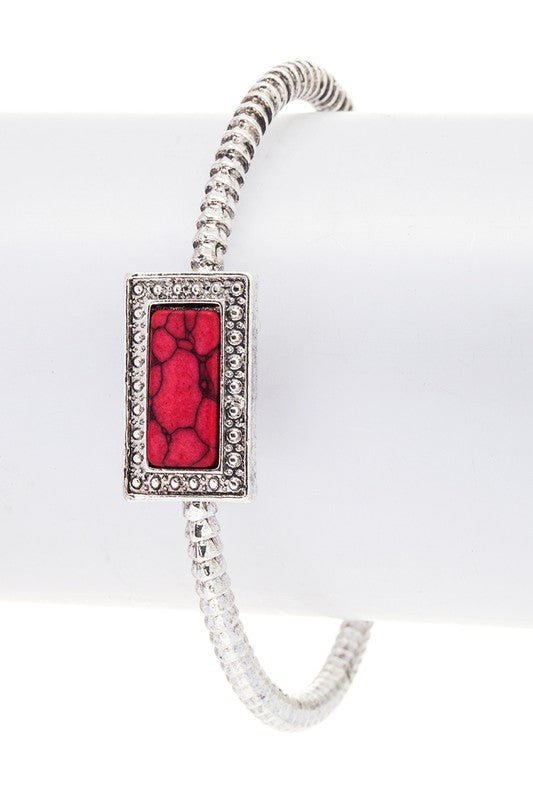 Square Stone Adjustable Open Bangle - Loving It Shop