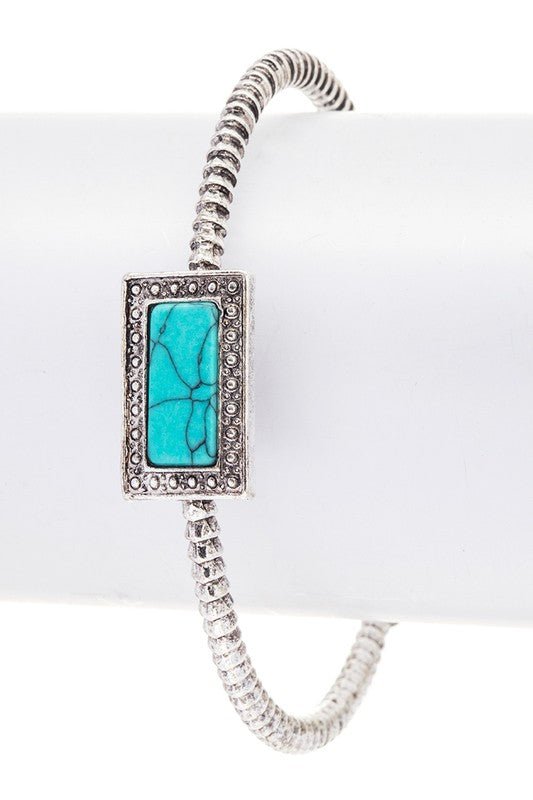 Square Stone Adjustable Open Bangle - Loving It Shop