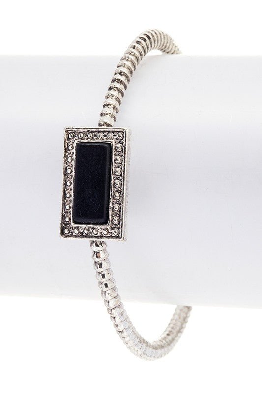 Square Stone Adjustable Open Bangle - Loving It Shop
