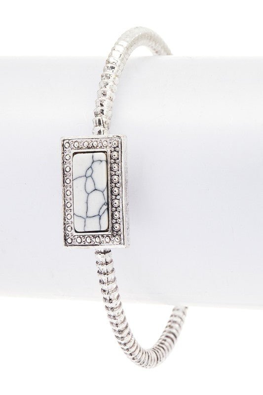 Square Stone Adjustable Open Bangle - Loving It Shop