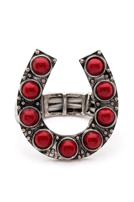 Stretch Western Horse Shoe Ring Stylish Fashion Jewelry
