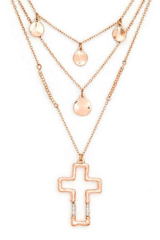 Layered Cross Pendant Necklace Stylish Statement Jewelry