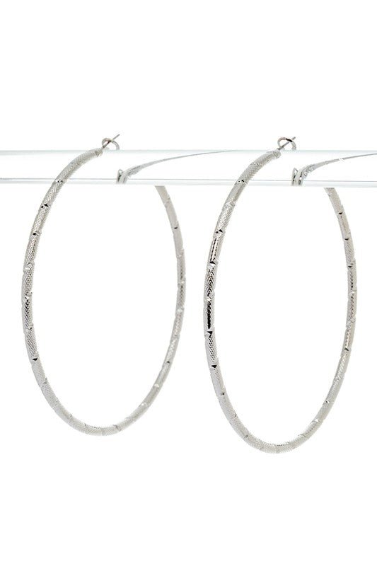 80MM Oversize Textured Skinny Hoop Earrings - Loving It Shop