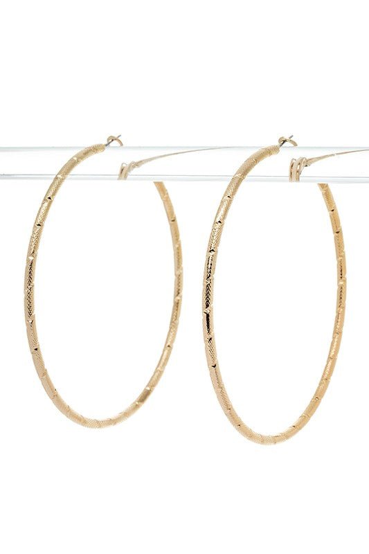 80MM Oversize Textured Skinny Hoop Earrings - Loving It Shop