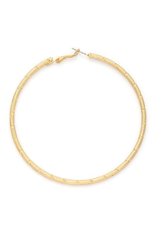 80MM Oversize Textured Skinny Hoop Earrings - Loving It Shop