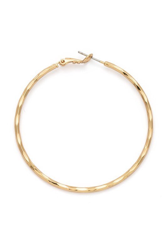 Edgy Textured Large Skinny Hoop Earrings - Loving It Shop