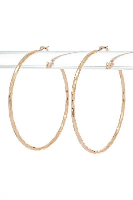 Edgy Textured Large Skinny Hoop Earrings - Loving It Shop