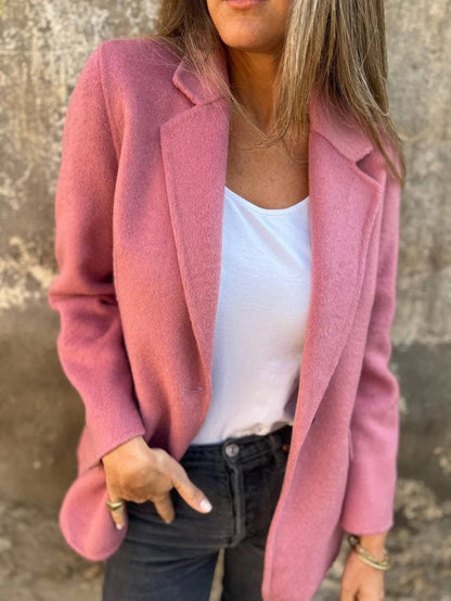 Ins Button Lapel Short Blazer Winter Fashion Commuter Jacket Outwear Women&