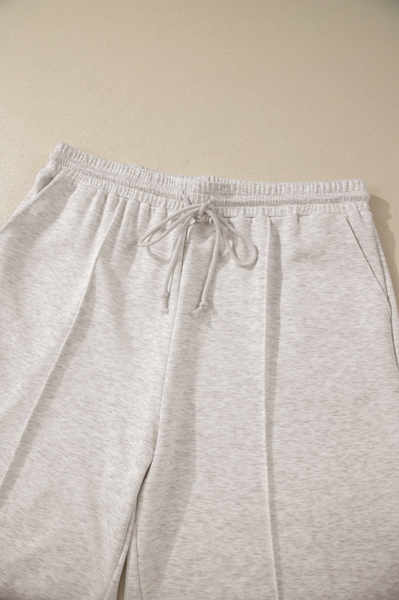 Light Grey Plus Size V Neck Polo Tee Drawstring Loose Pants 2pcs Set - Loving It Shop