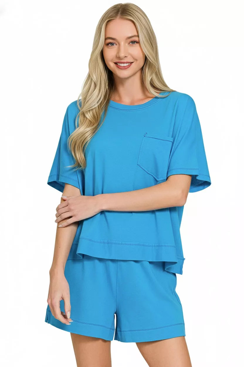 Exposed Seam Boxy Top & Shorts Set