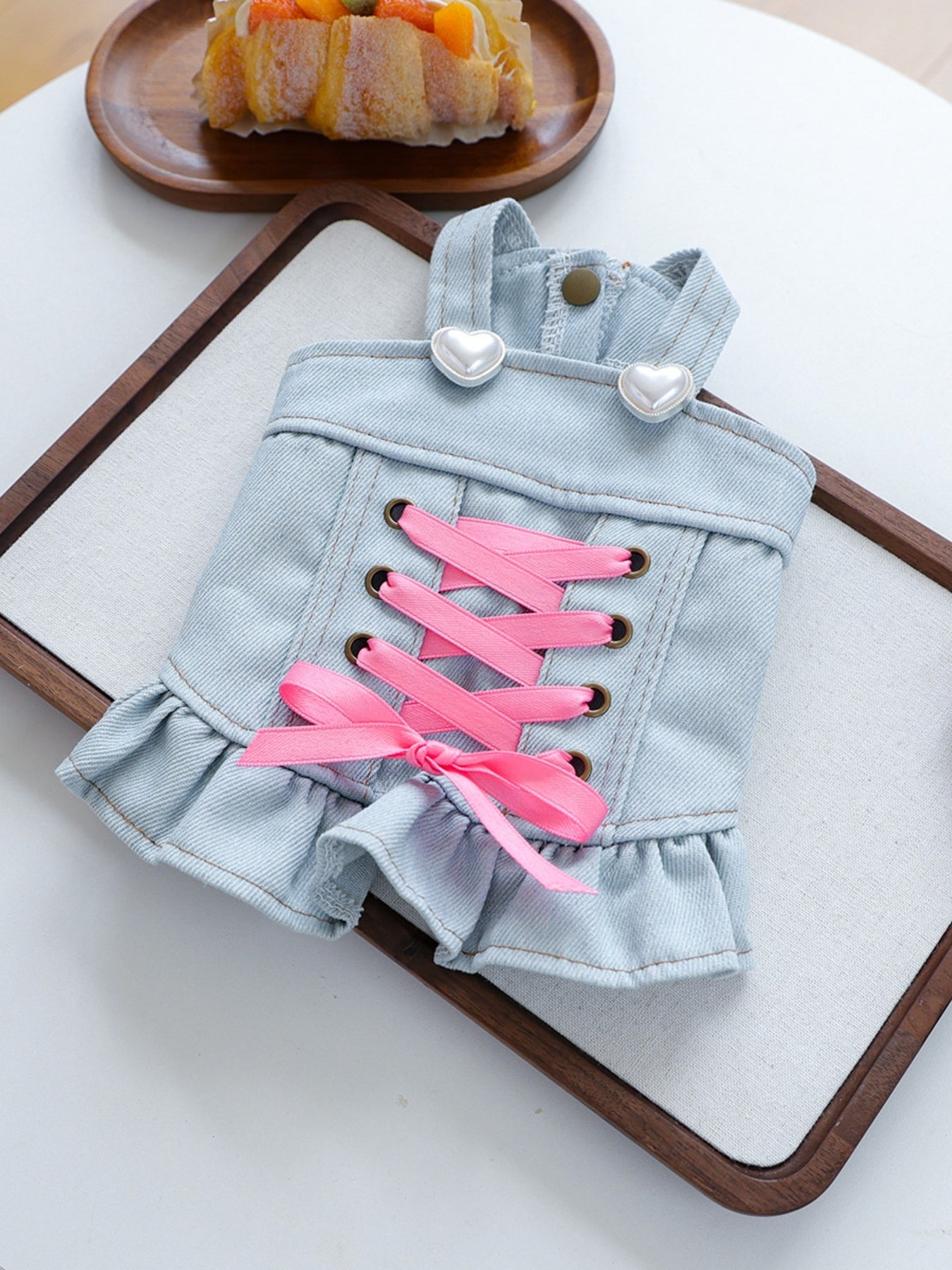 Denim Lace - Up Ruffle Pet Dress - Loving It Shop