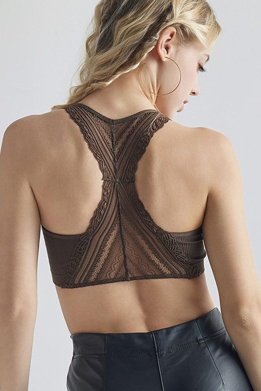 Seamless Lace Racerback Padded knit Bralette