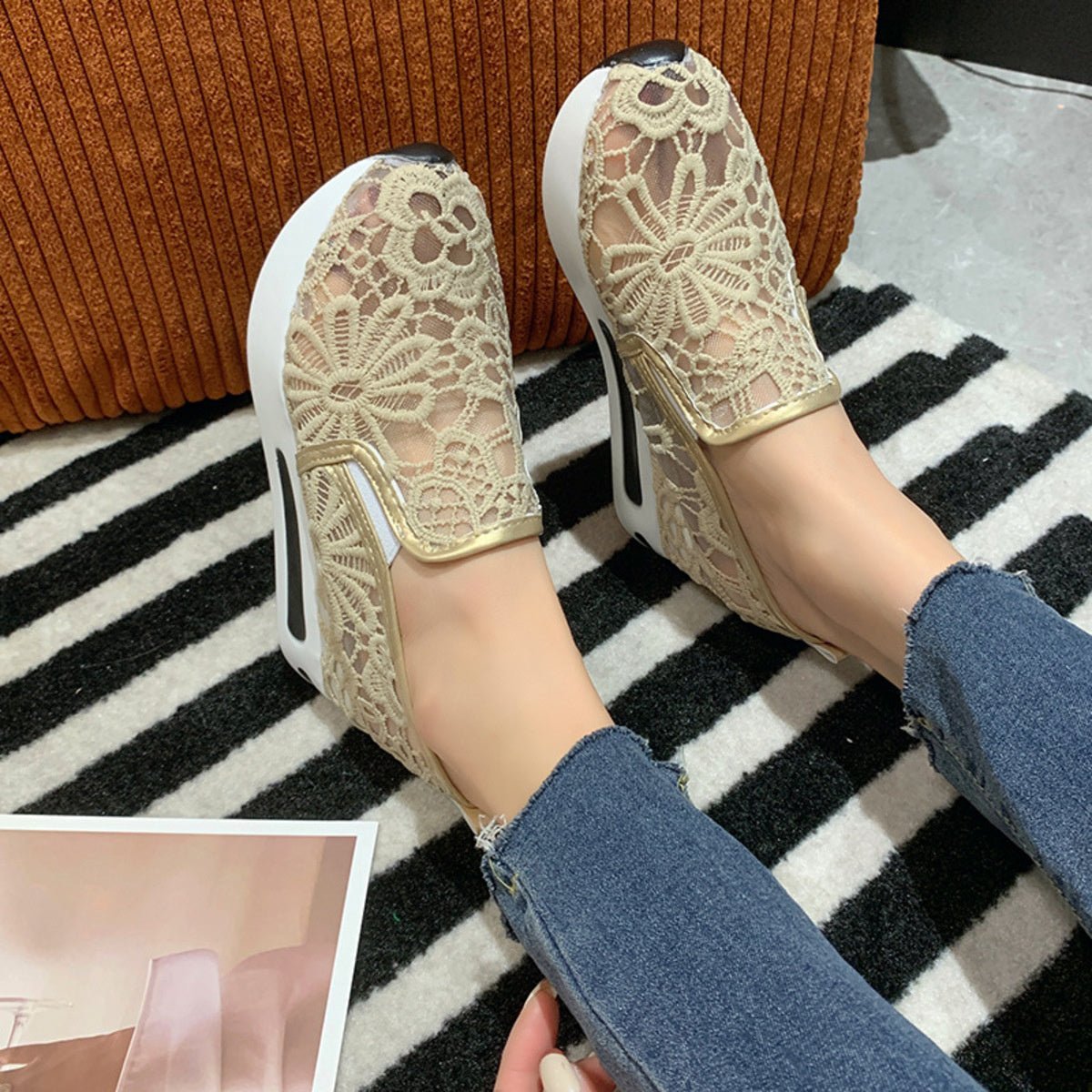 Lace Breathable Platform Slip - On - Loving It Shop