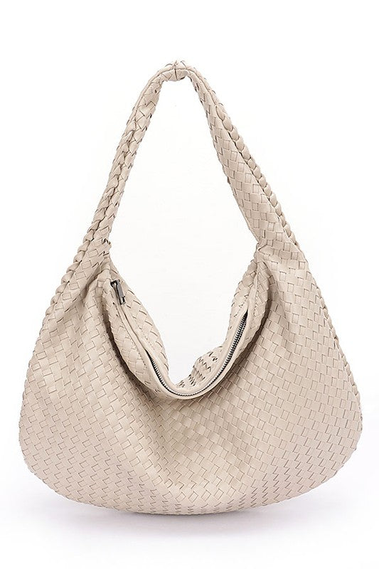 Fashion Handbag Weaved Faux Leather Soft Shoulder Bag Stylish Chic Accessory