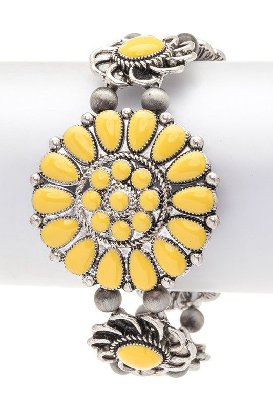 Stretch Enamel Flower Bracelet Western Boho Stylish Fashion Jewelry