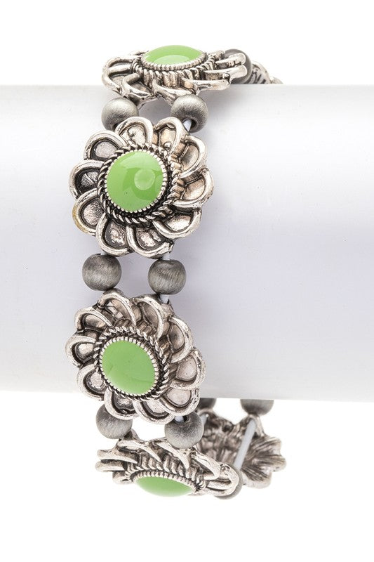 Stretch Enamel Flower Bracelet Western Boho Stylish Fashion Jewelry