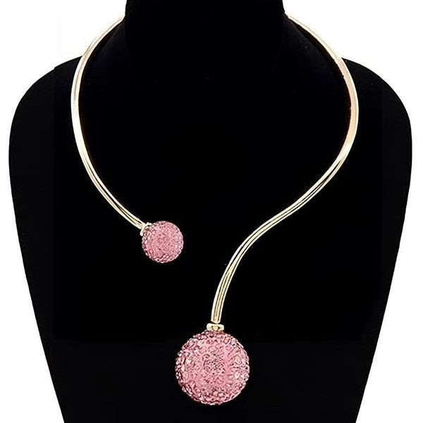 Bold Rhinestone Balls Hinge Necklace Set