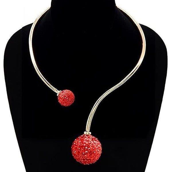 Bold Rhinestone Balls Hinge Necklace Set