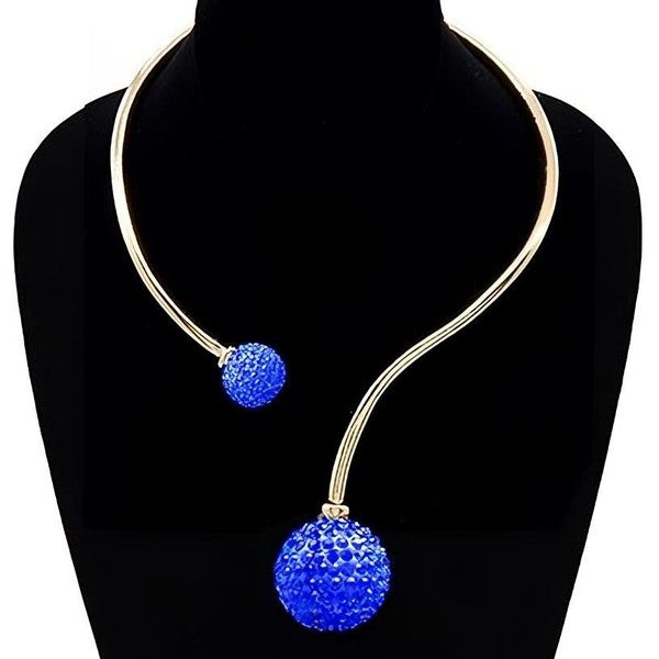 Bold Rhinestone Balls Hinge Necklace Set