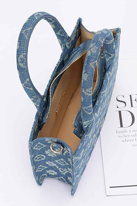 Fashion Tote Bag LA Jacquard Denim Stylish Casual Handbag
