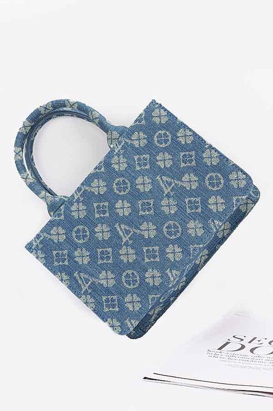 Fashion Tote Bag LA Jacquard Denim Stylish Casual Handbag